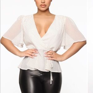 Polkadot wrap blouse